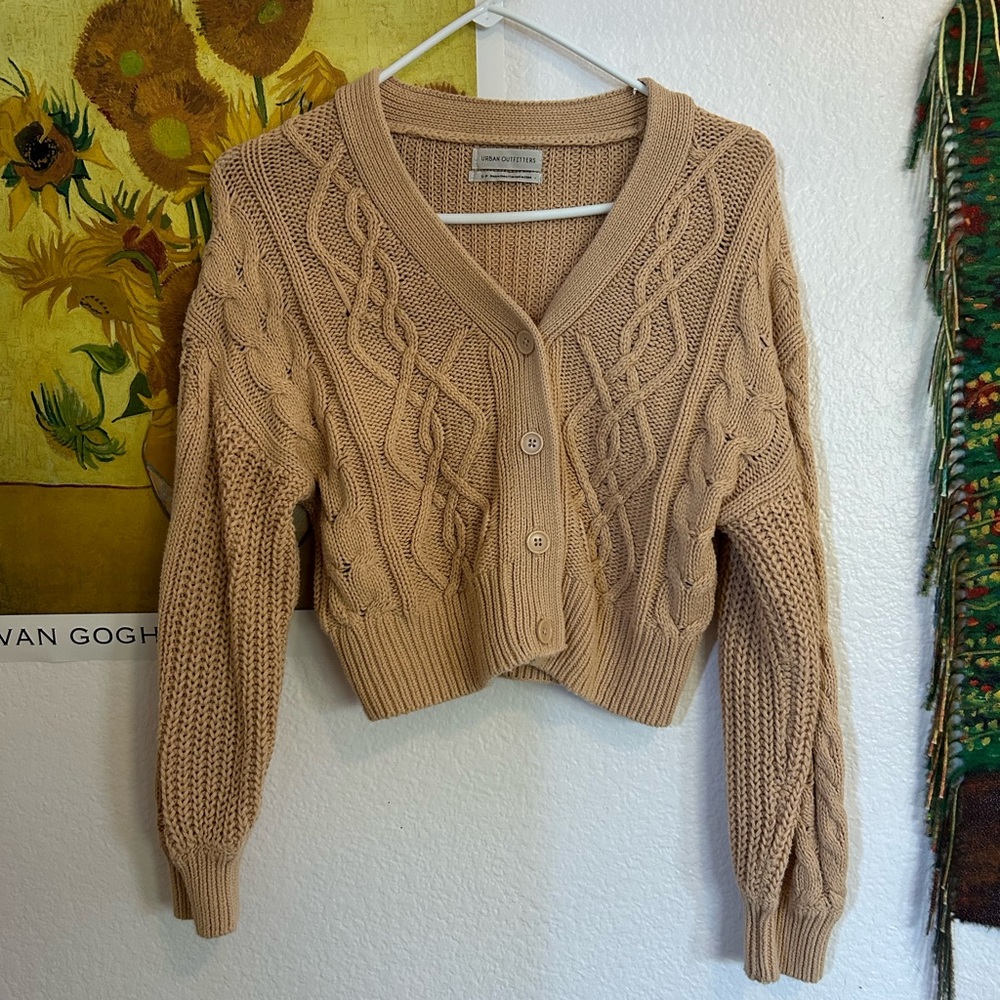 Urban Outfitters Tan Cable Knit Cardigan